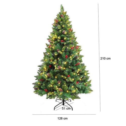 LED-es műfenyő melegfehér-320 LED-es, 210 cm