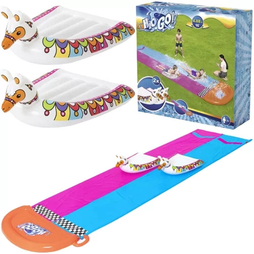 BESTWAY duplapályás vízicsúszda felfújható lámával (488 cm)