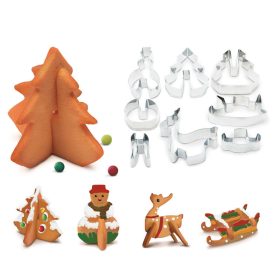   Karácsonyi sütikiszúró forma 3D - fenyőfa, hóember (8 darabos szett)