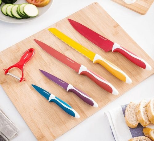 InnovaGoods 5 darabos kerámia bevonatú késkészlet hámozóval