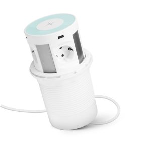   Delight Rejtett elosztó - 4-es + vezeték nélküli töltés + 2xUSB + 2xType-C - fehér