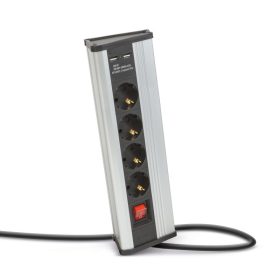   Delight Sarokelosztó - kapcsolós - 4 x 250V, 16A - 2 x USB, 2,1A - alumínium ház