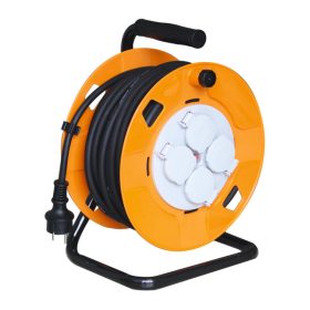   Home HJR 10-50 kábeldob, 50 m, fém talp, IP44-es védelem, H07RN-F 3G1,5 mm2 kábel gumi kábel, max. 3000 W, 4 aljzat takarófedéll