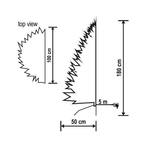 Home KMF 7/180 fél műfenyő beépített világítással, 240 db LED, 180 cm magasság, 100 cm legnagyobb átmérő, talpkapcsoló, sík olda
