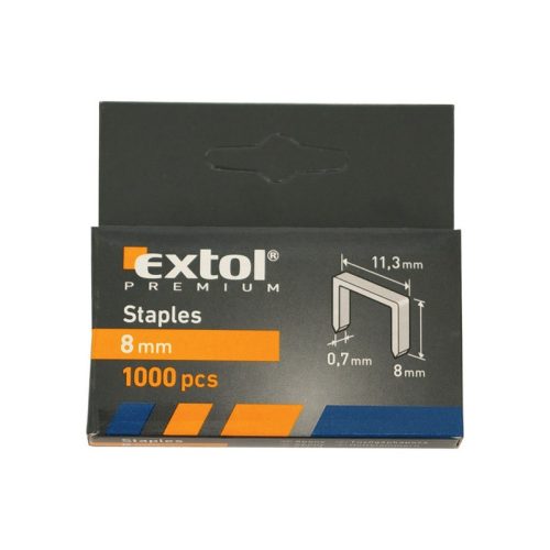 EXTOL PREMIUM tűzőgépkapocs (11,3×0,52×0,7); 8mm, 1000db