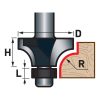 EXTOL PREMIUM felsőmaró fára, lekerekítő (homorúfejű rádiuszmaró), csapágyas, R12,7×D38,1×H19, befogás: 8mm, keményfém lapkás