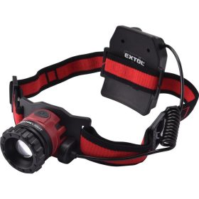   EXTOL LIGHT LED fejlámpa, 10 W, CREE XPL, 450 Lumen; tölthető akkuval, zoom + 3 funkció (teljes/ 1/4 fényerő, villogás), fehér+p