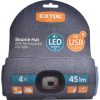 EXTOL LIGHT sapka, kék, kötött, kivehető LED homloklámpával, 4×45 Lumen; USB tölthető Li-ion akku, 3 funkció (100%-75%-50% fénye