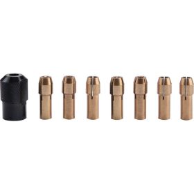   EXTOL CRAFT befogó tokmány klt., 8 db, befogás: 1-1,6-2-2,3-3-2×3,2 mm, M8×0,75 mm, a 404120, 404121, 8892201 mini köszörűgéphez