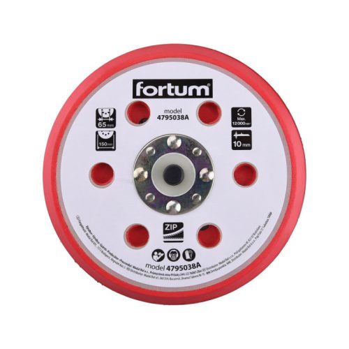 FORTUM tartalék gumi talp 4795038 rotációs csiszológéphez, 6'/150mm, 6+16 db lyuk, tépőzáras, 12.000 f/perc, vastagság:10mm