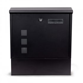   Fekete acél postaláda zárral - modern levelesláda - acél levélláda - biztonságos postaláda