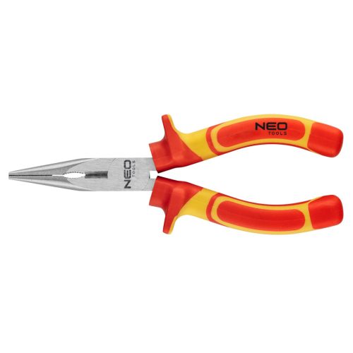NEO TOOLS Hosszúcsőrű fogó 1000V, szigetelt, 180mm (7"), CrV, polírozott 25 év garanciával 01-224