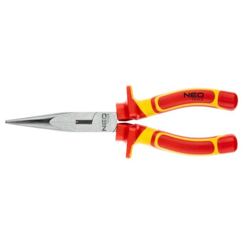 NEO TOOLS Hosszúcsőrű fogó 1000V, szigetelt, 200mm (8"), CrV, polírozott 25 év garanciával 01-225