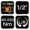 NEO TOOLS Nyomatékkulcs "double - click", 1/2", 40-220Nm 25 év garanciával 08-835