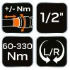 NEO TOOLS Nyomatékkulcs "double - click", 1/2", 60-330Nm 25 év garanciával 08-837