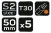 NEO TOOLS Torziós ütvecsavarozó bitek S2, 50mm, T30, 5db 09-587