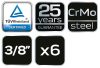 NEO TOOLS Törtcsavar-kihajtó készlet 3/8" 6db, 2-10mm (M5-M20) 25 év garanciával 09-605