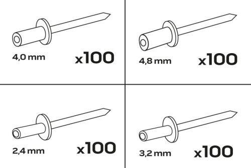 NEO TOOLS Alu popszegecs készlet, 400db 11-970