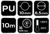 NEO TOOLS Pneumatikus spiráltömlő, 6,5x10mm x 10m, PU 12-071-1