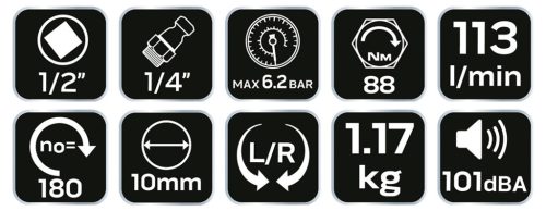 NEO TOOLS Pneumatikus racsnis kulcs 1/2", 88 Nm 2 év garanciával 14-012