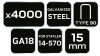 NEO TOOLS Tűzőkapocs, horganyzott 90-es tipus, pneumatikus tűzőgéphez (14-570), GA18, 15mm, 4000db 14-622