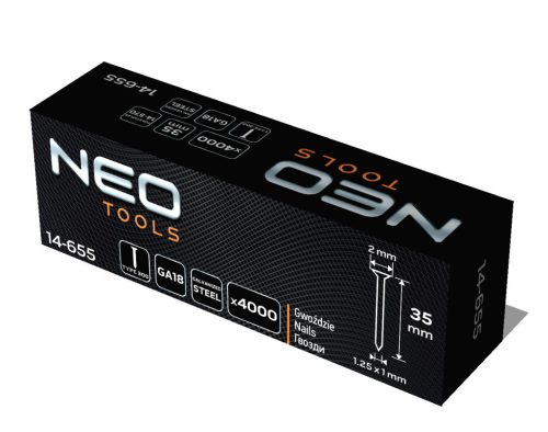 NEO TOOLS Tűzőszeg, horganyzott 300 (F) tipus, pneumatikus tűzőgéphez (14-570), GA18, 35mm, 4000db 14-655