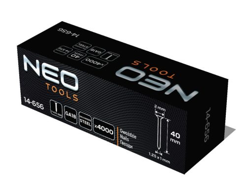 NEO TOOLS Tűzőszeg, horganyzott 300 (F) tipus, pneumatikus tűzőgéphez (14-570), GA18, 40mm, 4000db 14-656