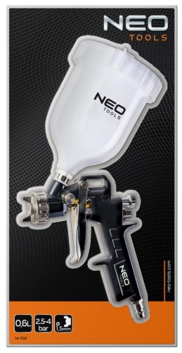 NEO TOOLS Pneumatikus festékszóró pisztoly, felső tartályos, 1,5mm 14-702