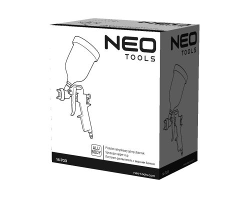 NEO TOOLS Pneumatikus festékszóró pisztoly, felső tartályos, 1,4mm - hobby 14-703