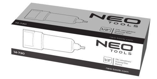 NEO TOOLS Vízleválasztó szűrő pneumatikus szerszámokhoz, 1/4", fém 14-730