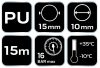 NEO TOOLS Pneumatikus spiráltömlő, 10x15mm x 15m, PU 14-800-1