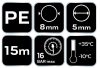 NEO TOOLS Pneumatikus spiráltömlő, 5,0x8mm x 15m, PE 14-806-1