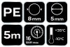 NEO TOOLS Pneumatikus spiráltömlő, 5,0x8mm x 5m, PE 14-808-1