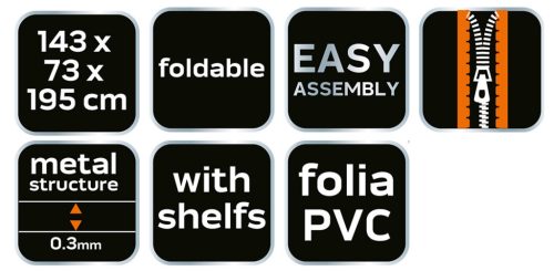 NEO TOOLS Növényház 143 x 73 x 195cm, PVC fólia, fémszerkezet 15-902