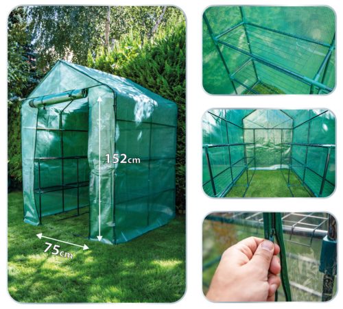 NEO TOOLS Növényház 143 x 143 x 195cm, PE fólia, fémszerkezet 15-911