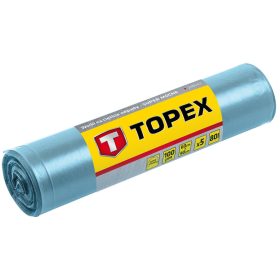   TOPEX Szemeteszsák 80L, Nagy teherbírású, kék, méretek:60x90cm, vastagság: 100 mic, LDPE fólia, 5db 23B257