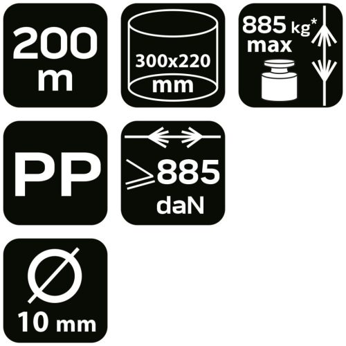 NEO TOOLS Kötél, fonatolt polipropilén 10mm/ 200m 49-945