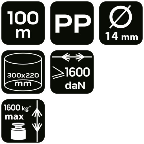 NEO TOOLS Kötél, fonatolt polipropilén 14mm/ 100m 49-947