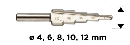 GRAPHITE Lépcsős fúró, HSS, 4-12mm 54T302