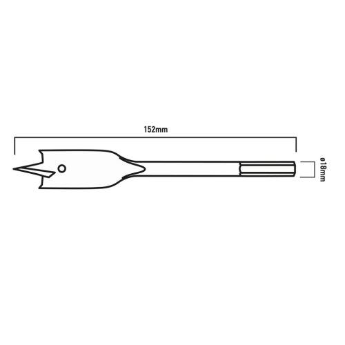 GRAPHITE Lapos marófúró, 1/4" hatszög szár, 18x152mm 54T504
