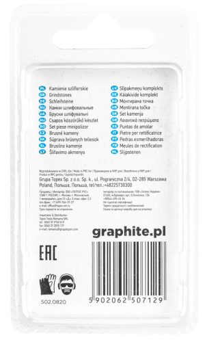 GRAPHITE Csapos csiszolókő 8x12mm, kúp, szár 3.2mm, 3db 55H055
