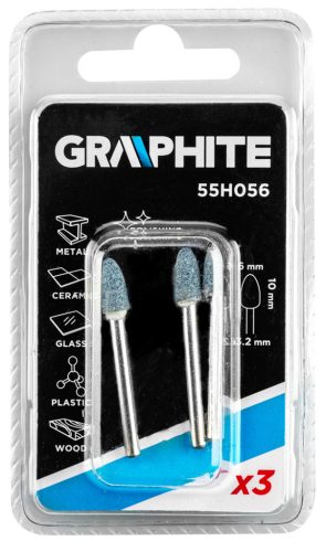 GRAPHITE Csapos csiszolókő 6x10mm, töltény, szár 3.2mm, 3db 55H056
