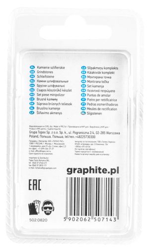 GRAPHITE Csapos csiszolókő 10x20mm, töltény, szár 3.2mm, 3db 55H057