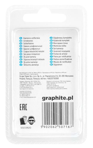 GRAPHITE Csapos csiszolókő 10mm, gömb, szár 3.2mm, 3db 55H059