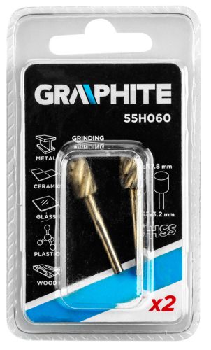 GRAPHITE Csapos turbómaró HSS acél 7.8mm, henger, szár 3.2mm, 2db 55H060