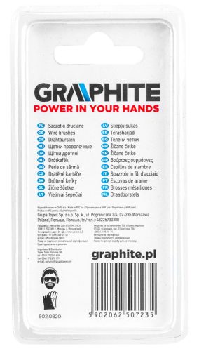 GRAPHITE Csapos kefe készlet 3db, acélsodrony befejezőkefe, pohárkefe, kerékkefe 55H066