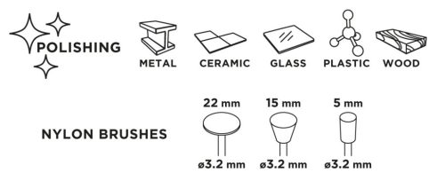 GRAPHITE Csapos kefe készlet 3db: műanyag befejezőkefe, pohárkefe, kerékkefe 55H068