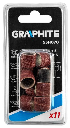 GRAPHITE Csiszolóhüvely12.7mm, K60, K120, készlet 10db + szár 3.2mm 55H070