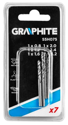 GRAPHITE Minifúró készlet 0.8-3.2mm, készlet 7db 55H075