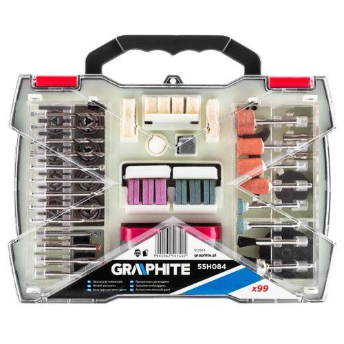 GRAPHITE Tartozékkészlet mini fúró- és csiszológéphez 99db 55H084